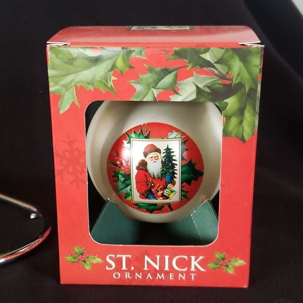 Vintage 2001 Hallmark USPS Glass Ball St Nick Christmas Ornament in Original Box